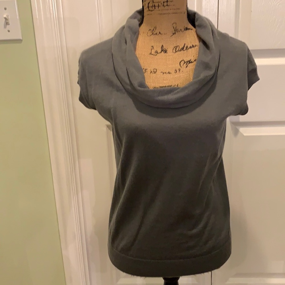 Ann Taylor gray cowl neck short sleeve sweater.